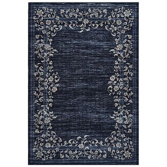 Garvee Modern Solid Color Floral Area Rug Machine Washable Stain Resistant for Bedroom Kitchen