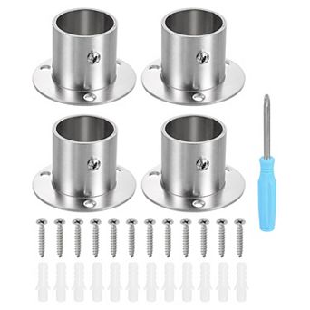 Stainless Steel Closet Rod Holder Set High-Leg Flange Socket Bracket