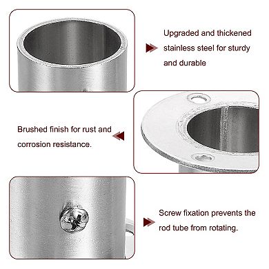 Stainless Steel Closet Rod Holder Set High-Leg Flange Socket Bracket