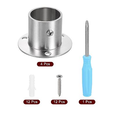 Stainless Steel Closet Rod Holder Set High-Leg Flange Socket Bracket