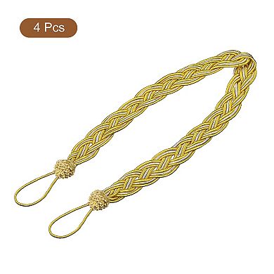 4Pcs 23" Curtain Tiebacks Braided Drapery Holdback Holder