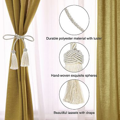 2Pcs Tassel Curtain Tiebacks, Curtain Holdbacks with Tassel for Home