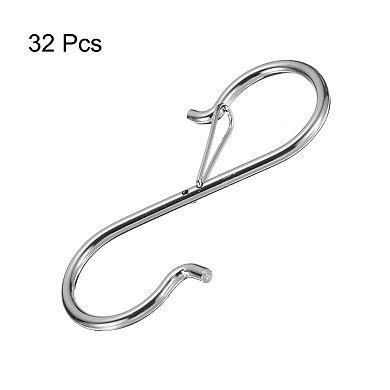 32pcs S Hooks S-shaped Metal Hook Hanger with Safety Buckle for Hanging Plants Clothes