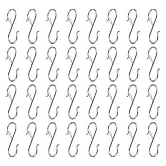 32 pc S Hooks S-shaped Metal Hook Hanger with Safety Buckle for Hanging Plants Clothes