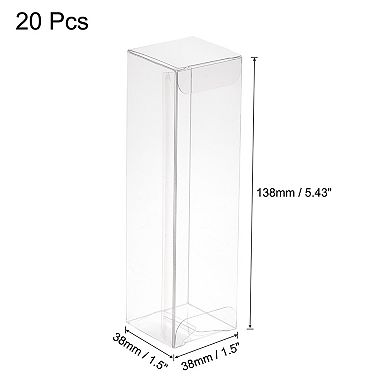 Plastic Retail Boxes 1.5"x1.5"x5.4" Gift Box with Protecting Film for Party Wrapping 20Pcs