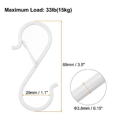 48pcs S Hooks 3.5 Inch S-shaped Hook Hanger with Safety Buckle for Hanging Plants Kitchen Utensil