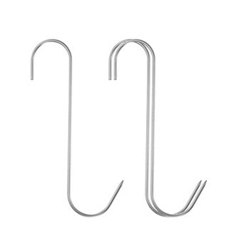 2 pc 7" Hooks Butcher Hook S-Shaped Meat Processing Hooks for Hanging Smoking Grilling Beef Rib BBQ