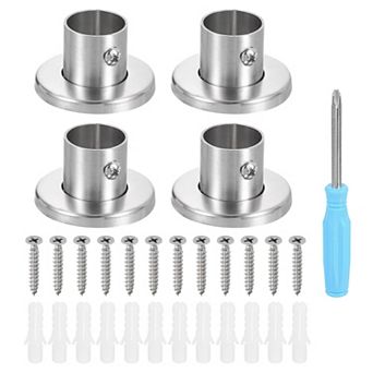 Stainless Steel Closet Rod Holder Set High-Leg with Cover Flange Socket Bracket