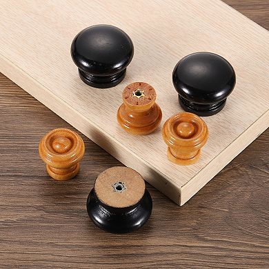 6pcs Wooden Knobs, 37mm/1.5" Round Cabinet Knobs Single Hole Pull Handles