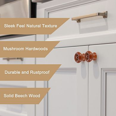 6pcs Wooden Knobs, 37mm/1.5" Round Cabinet Knobs Single Hole Pull Handles