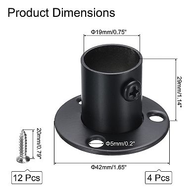 4Pcs Stainless Steel Closet Rod Brackets