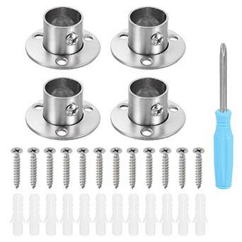 Stainless Steel Closet Rod Holder Set Low-leg Flange Socket Bracket