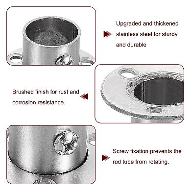 Stainless Steel Closet Rod Holder Set Low-leg Flange Socket Bracket