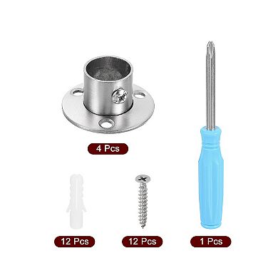 Stainless Steel Closet Rod Holder Set Low-leg Flange Socket Bracket