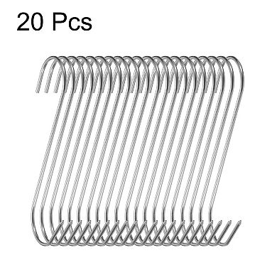 20pcs 6" Hooks Butcher Hook S-Shaped Meat Processing Hooks for Hanging Smoking Grilling Beef Rib BBQ