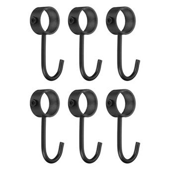 6 pc Pipe Rod Hooks, 0.98" Inner Dia Rod Closet Rod Hooks Coat Hook for Wardrobe Hanging Pots