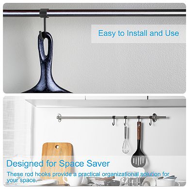 6Pcs Pipe Rod Hooks, 0.98" Inner Dia Rod Closet Rod Hooks Coat Hook for Wardrobe Hanging Pots