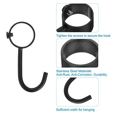 6Pcs Pipe Rod Hooks, 0.98" Inner Dia Rod Closet Rod Hooks Coat Hook for Wardrobe Hanging Pots