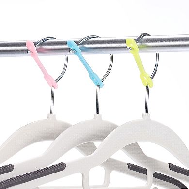 40Pcs Clothes Hanger Windproof Plastic Strips Hook, Anti-Slip Off Windproof Fixed Buckle