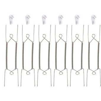 9 pc Plate Hanger, Stainless Steel Invisible Wall Plate Hangers with 9 pc Wall Hooks