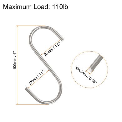 3pcs S Hooks S-shaped Hanging Hooks High Manganese Steel S Hanger for Kitchen Garden Bathroom