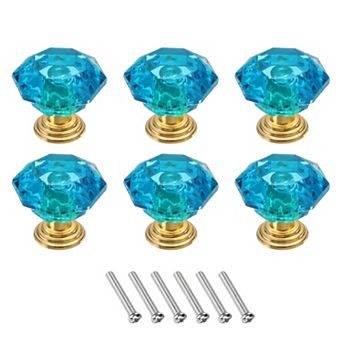 6 pc Crystal Drawer Knobs 24 mm Dresser Knobs for Cupboard