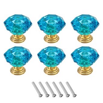 6 pc Crystal Drawer Knobs 24 mm Dresser Knobs for Cupboard