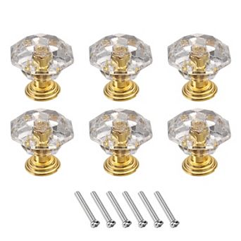 6 pc Crystal Drawer Knobs 24 mm Dresser Knobs for Cupboard