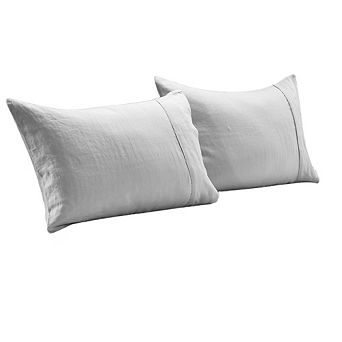 Stone Washed French Linen Pillowcase 2 pc Set, Breathable & Machine Washable, Home Essentials