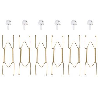 6 pc Plate Hanger, Stainless Steel Invisible Wall Plate Hanger with Hooks and Tip Protector