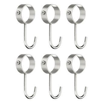 6 pc Pipe Rod Hooks, 1.34" Inner Dia Rod Closet Rod Hooks Coat Hook for Wardrobe Hanging Pots