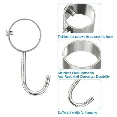 6Pcs Pipe Rod Hooks, 1.34" Inner Dia Rod Closet Rod Hooks Coat Hook for Wardrobe Hanging Pots