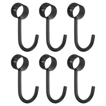 6 pc Pipe Rod Hooks, 19mm/0.75" Inner Dia Rod Closet Rod Hooks Coat Hook for Hanging Pots, Black