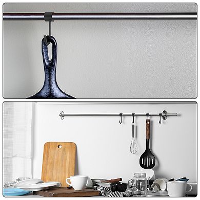 6Pcs Pipe Rod Hooks, 19mm/0.75" Inner Dia Rod Closet Rod Hooks Coat Hook for Hanging Pots, Black