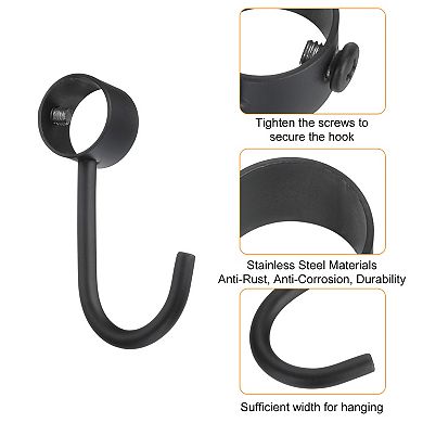 6Pcs Pipe Rod Hooks, 19mm/0.75" Inner Dia Rod Closet Rod Hooks Coat Hook for Hanging Pots, Black