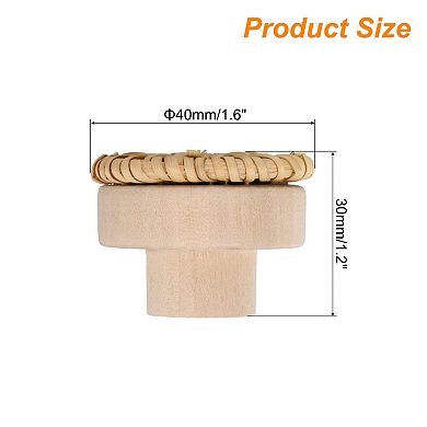3pcs Rattan Knobs Round Wooden Dresser Knobs with Screws