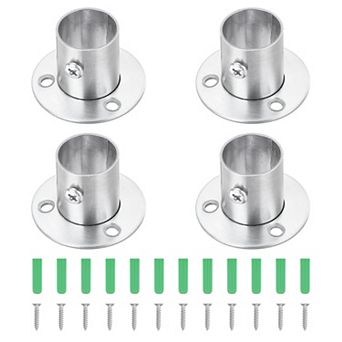 4 pc Stainless Steel Flange Closet Holder, Closet Rod End Supports Rod Bracket for 19mm Diameter Rod