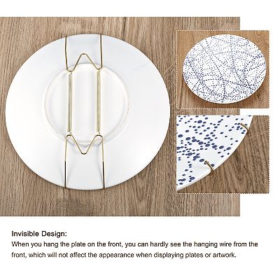 9pcs Plate Hanger, Stainless Steel Invisible Wall Plate Hanger with Hooks and Tip Protector