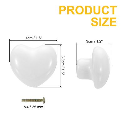 4 Packs Heart-Shaped Ceramic Drawer Knobs Dresser Pulls Handles