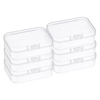 6 Pack 2.6x1.8x1 Inch Plastic Clear Storage Box with Hinged Lid