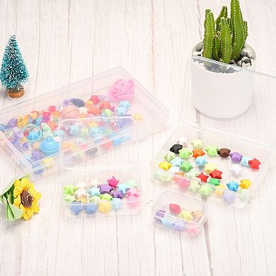 6 Pack 2.6x1.8x1 Inch Plastic Clear Storage Box with Hinged Lid