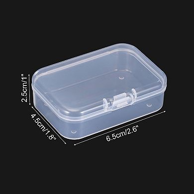 6 Pack 2.6x1.8x1 Inch Plastic Clear Storage Box with Hinged Lid