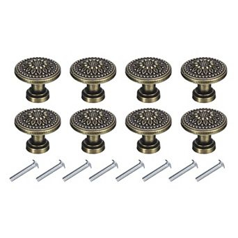8 Sets Vintage Drawer Knobs with Flower Pattern for Cupboard Bronze(1" Long)
