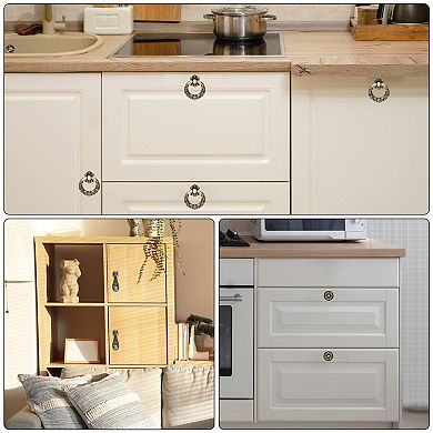 8 Sets Vintage Drawer Knobs with Flower Pattern for Cupboard Bronze(1" Long)