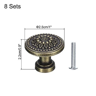 8 Sets Vintage Drawer Knobs with Flower Pattern for Cupboard Bronze(1" Long)