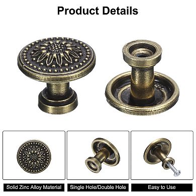 8 Sets Vintage Drawer Knobs with Flower Pattern for Cupboard Bronze(1" Long)