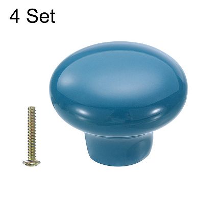 4 Packs Round Ceramic Drawer Knobs Blue Dresser Pulls Handles