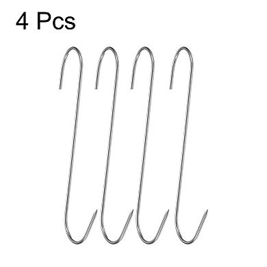 4pcs 7" Hooks Butcher Hook S-Shaped Meat Processing Hooks for Hanging Smoking Grilling Beef Rib BBQ