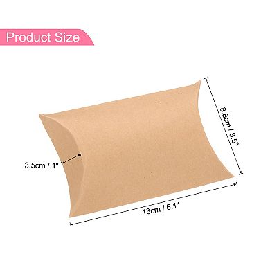 50Pcs Pillow Boxes 5.1 x 3.5 x 1 Inch Gift Boxes with Ropes and Tags, Presents Candy Favor Boxes