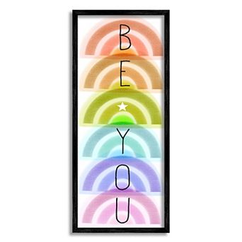 Stupell Home Decor Be You Motivational Stacked Rainbows Framed Wall Art